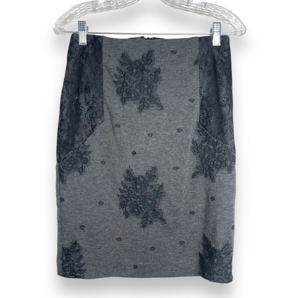 Maeve for Anthro Gray and Black Lace Skirt Size XS